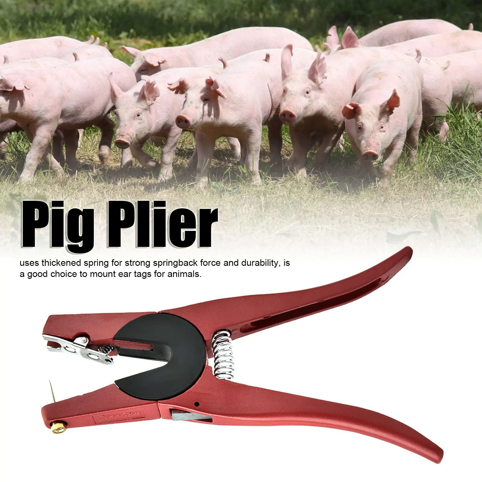 Livestock Ear Tag - 적색 합금 소가축용 귀표 부착기, 인체공학적