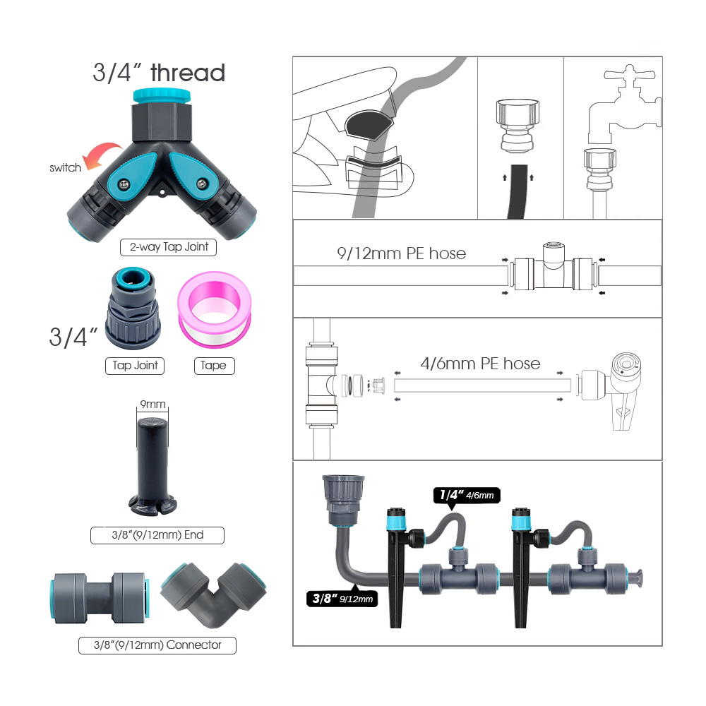 3/8인치 버블러 정원 관개 시스템 9/12mm PE  - Irrigation Drip Tape 리뷰 및 가격