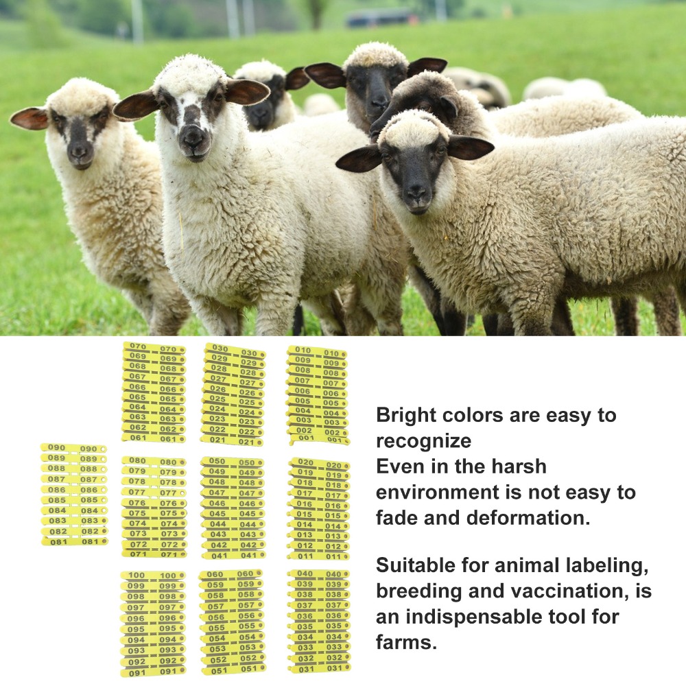 100Pcs 번호 001-100 가축 귀 태그 변색 방 - Livestock Ear Tag 리뷰 및 가격